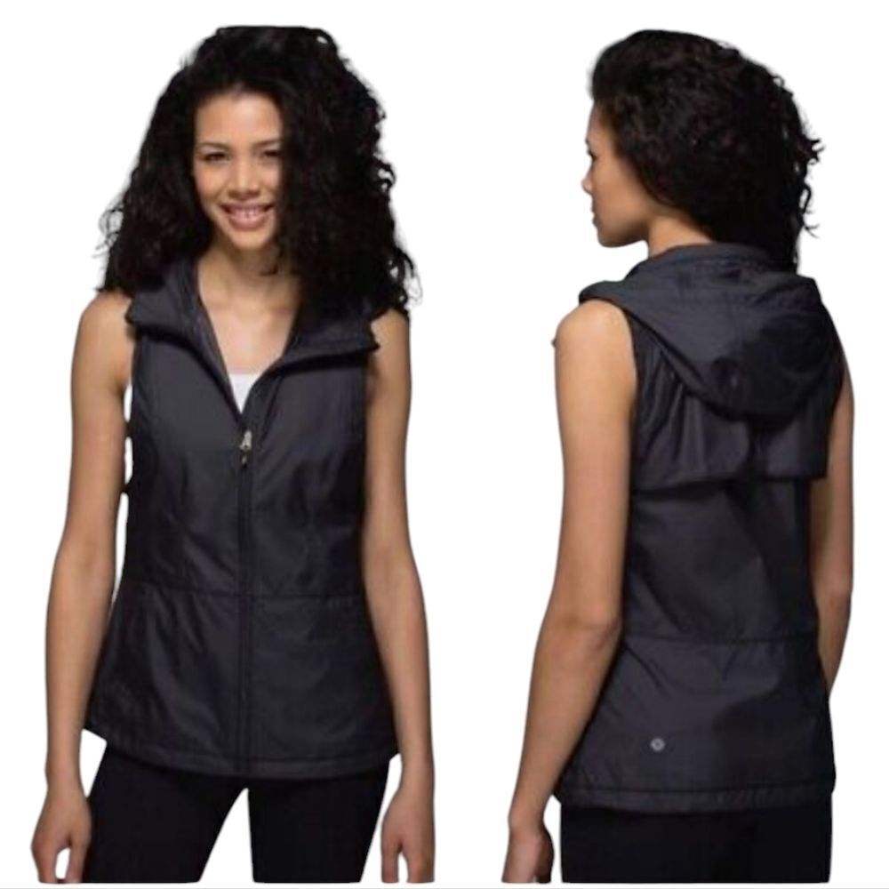 Lululemon Rare Pack-It Vest Black Hooded Full Zip size 6